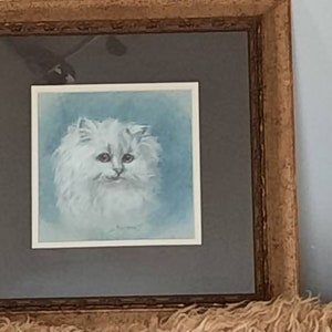 Tableau Peinture Chat Blanc Cadre Portrait Chat Persan
