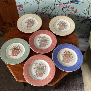 Vintage Wedgwood Sarah’s Garden Salad  Plates Set Of Six, Luncheon Plates, Bridal Shower, Wedding Gift