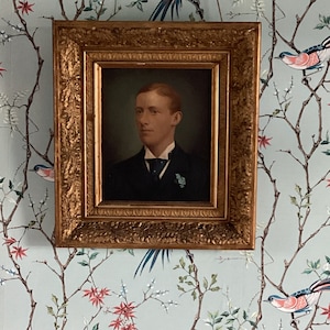 Antikes viktorianisches / edwardianisches Oleograph Portrait eines Mannes