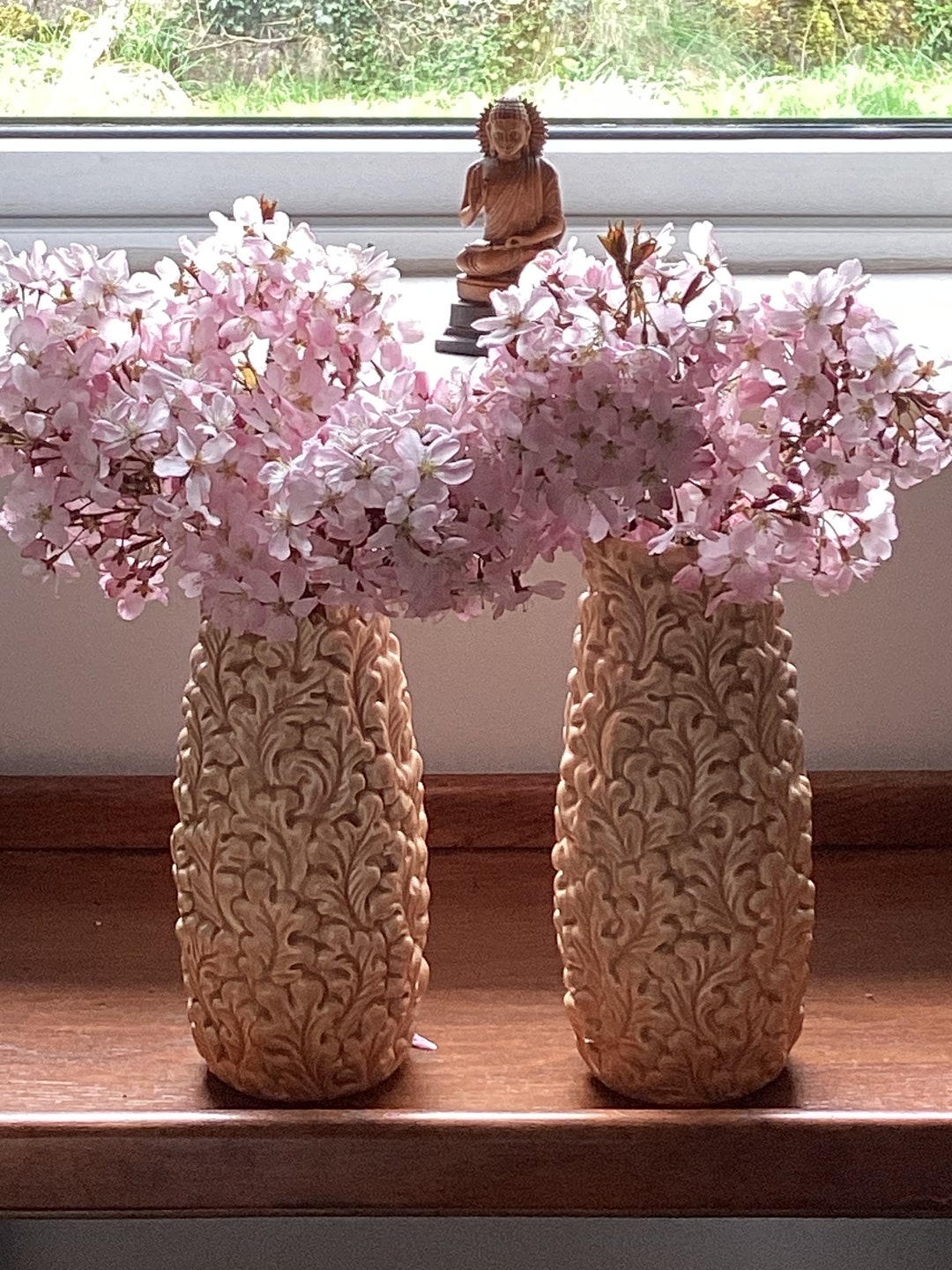 Pair of Vintage Flower Vases Pottery Flower Vase Sylvac Pottery Oak