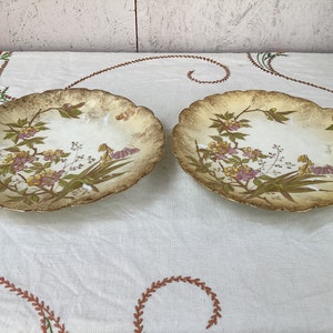 Pair of  French Porcelain Plates Fine Porcelain Tableware Scalloped Edge with Spring Flowers GrandmaCore Home Granny Chic Interiors