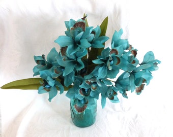 Teal Silk Flowers Etsy