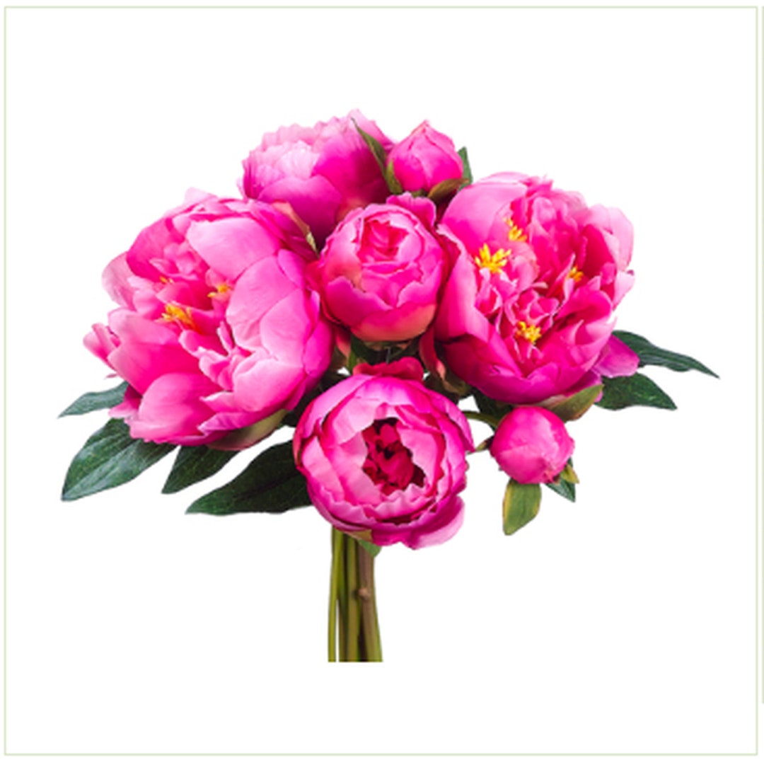 Peony Bouquet Dark Pink Silk Flower Bouquet - Etsy
