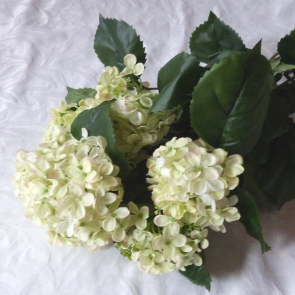Small blossom green and creme hydrangea bush 25 inch hydrangea bush with 5 blooms Allstate Floral quality silk flower