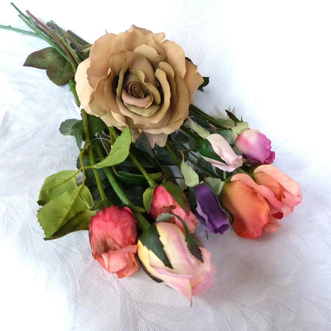 Assorted Colors Set of Artificial Closed Roses Silk Flower - Etsy