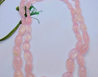 Cuentas de cuarzo rosa pulido – Hilo ovalado de piedras preciosas para la elaboración de joyas