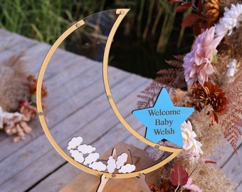 Moon and stars baby shower guest book alternative,Twinkle twinkle baby shower guestbook,Baby boy guestbook,Guestbook star,Birthday guestbook