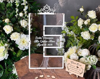 15th Birthday Acrylic Crown Guest Book Alternative Mis Quince Anos Guestbook Sign Custom Quinceanera Guest Book Sweet 16 Guestbook Drop Box