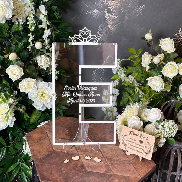 15th Birthday Acrylic Crown Guest Book Alternative Mis Quince Anos Guestbook Sign Custom Quinceanera Guest Book Sweet 16 Guestbook Drop Box