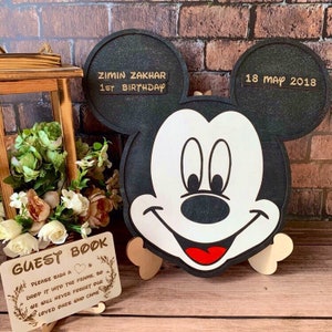1st birthday guest book alternative Baby shower guestbook First birthday Mouse guestbook sign Mouse wedding guest book