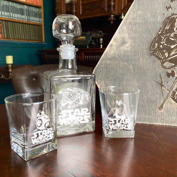 Whiskey Decanter Set Custom Whiskey Glasses Death Star Whiskey Gift  Millennium Falcon Whiskey Fan Gift 