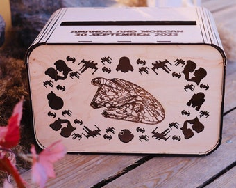 Millennium Falcon Card Box For Wedding Wedding Keepsake Box Star Birt Card Box Wood Wedding Box