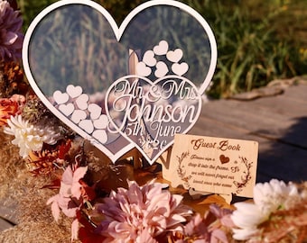 Acrylic wedding guest book alternative,White wedding guestbook,Drop box hearts,Transparent heart,Drop into the frame,Heart guestbook sign