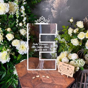 15th Birthday Acrylic Crown Guest Book Alternative Mis Quince Anos Guestbook Sign Custom Quinceanera Guest Book Sweet 16 Guestbook Drop Box