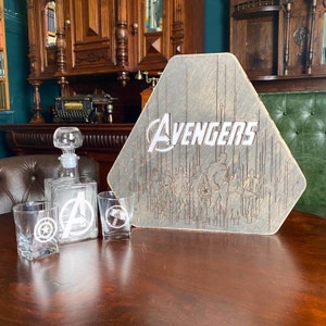Christmas Superhero Whiskey Set Gift Engraved Whiskey Glasses Superhero Whiskey Decanter Gift Box