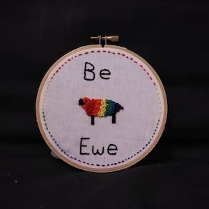 Pride sheep embroidery Be Ewe