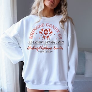 Womens winter Kris Kringle Candy Cane sweatshirt