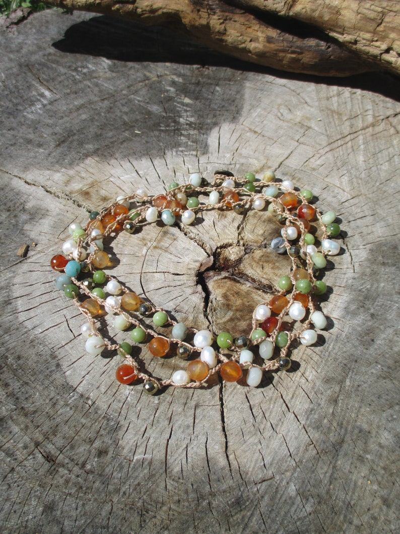 Long Colorful Mermaid Necklace with Pearls