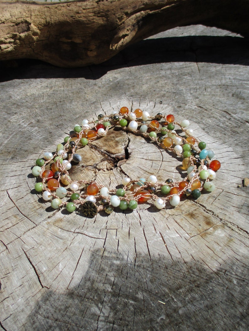 Long Colorful Mermaid Necklace with Pearls