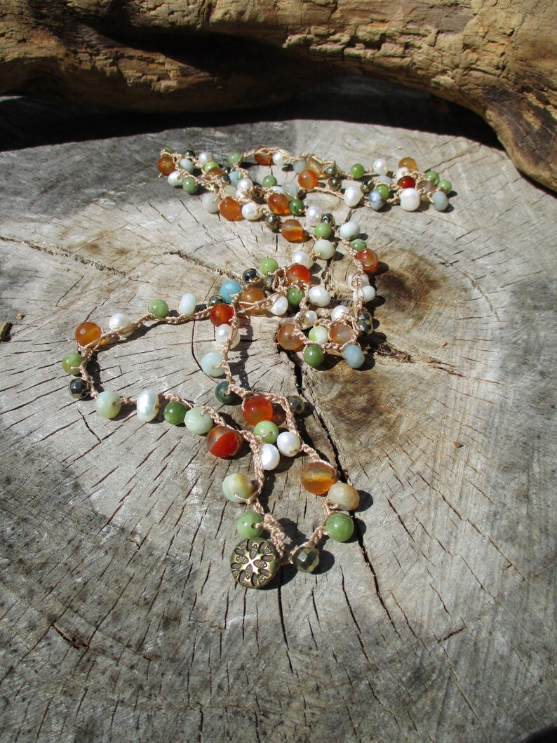 Long Colorful Mermaid Necklace with Pearls