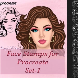 Procreate Faces, Procreate Brushes, Procreate Stamps, Digital Brushes, Procreate Brush, Procreate Fashion, Digital Stamps, Procreate Stamp