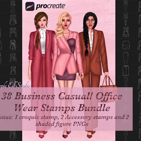 Procreate Business Casual/Office Wear Stamp Bundle, Procreate Clothes, Digital Brushes, Procreate Body Stamp, Procreate Fashion, Suits Brush