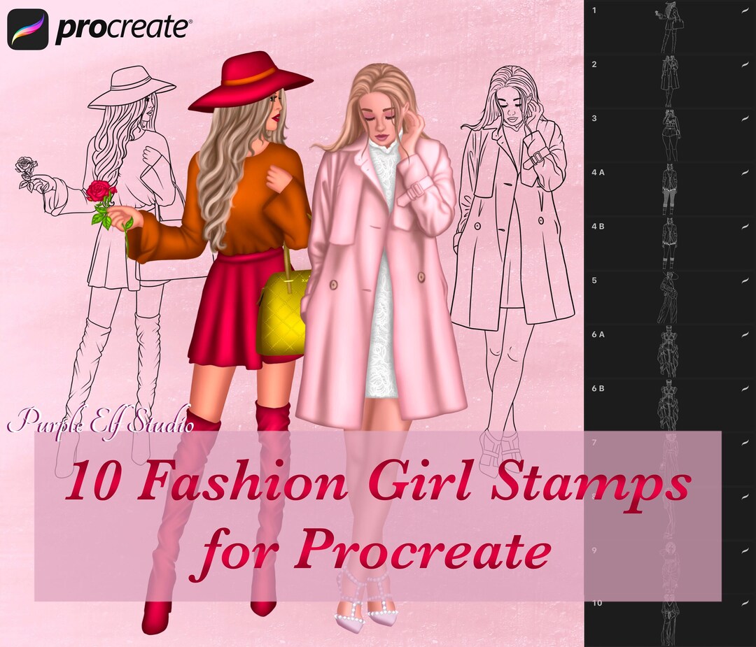 Procreate Fashion Brush Set, Procreate Stamp Set, Procreate Clothes