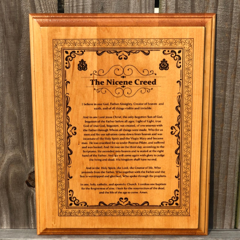 The Nicene Creed Engraved Wood Plaque Etsy