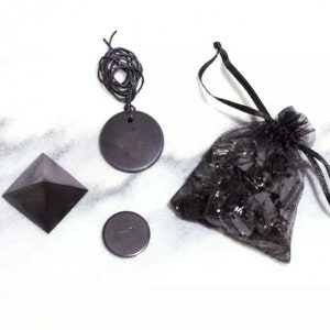 Shungite set of 4 items Healing & Protection, genuine shungite from Karelia