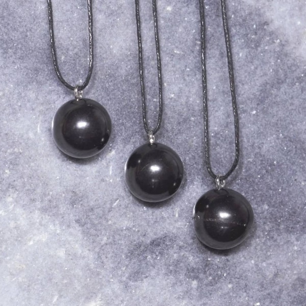 Colgante de shungita en forma de esfera de 16 mm para protección contra campos electromagnéticos, conexión a tierra y sanación.