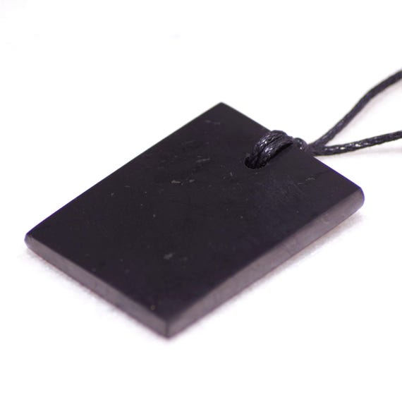Shungite EMF Protection 1 In. Vertical Rectangle Faceted Pendant With - Foto 3