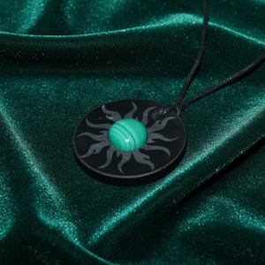 Shungite Pendant Malachite Natural Gemstones EMF Protection Grounding Healing