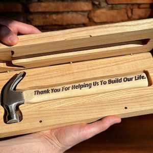 Regalo para papá o esposo: juego de martillos grabados con estuche de madera personalizado, herramienta personalizada para carpintero o papá, regalo navideño único.