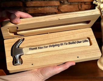 Cadeauset gegraveerde hamer – gepersonaliseerde houten kist, Vaderdaggereedschap