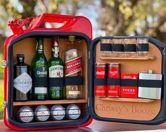 Personalized gift Jerry Can Mini Bar Birthday gift for friend Wood bar Whiskey travel set Present for dad or boyfriend