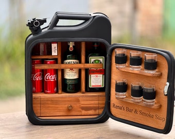 Jerry Can MiniBar: Personalized for Whiskey Lovers with LED Backlight, Drawer - Customized Father's Day Gift