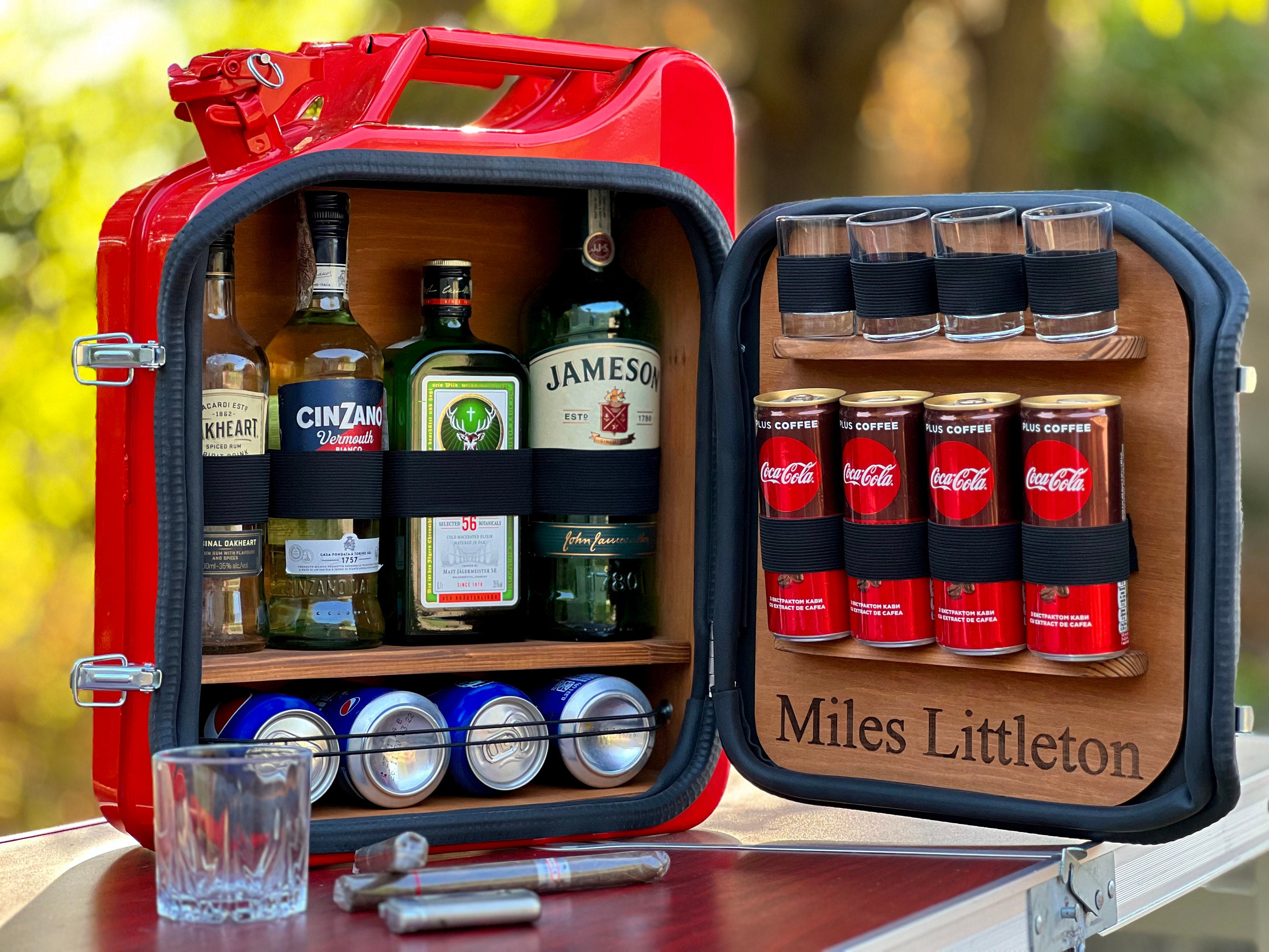 Portable Three Bottle Travel Bar Set with Serving Tray - 8 Pieces