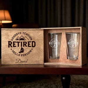 Custom Beer Glass Retirement Gift Box for Him Funny Not My Problem Anymore Pint Glass Engraved Set 2025 Present for Men
