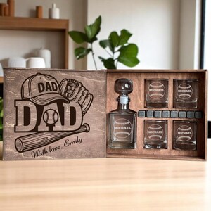 Cadeau baseball fête des pères, carafe à whisky, cadeau personnalisé, cadeau pour papa, cadeaux pour fans de baseball, cadeau pour mari, cadeau baseball personnalisé