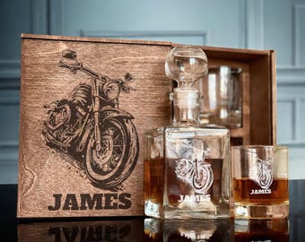 Harley Davidson Whisky Dekanter | Motorrad Design Glasflasche | Geschenk Für Männer