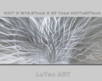 Metal Wall Art, Abstract Wall Sculpture, Indoor Outdoor Art, Modern Wtal Wall. Metallic silver Wall Art.Original Sculpture Wall Art on Metal