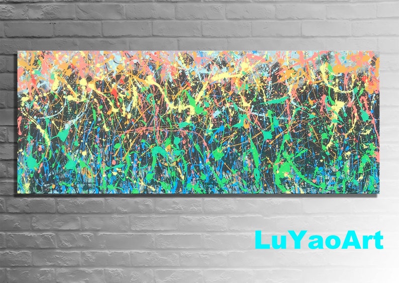 Jackson pollock Artwork. Original abstract painting on canvas. minimalist abstract art. minimalist wall art. metal wall art image 1