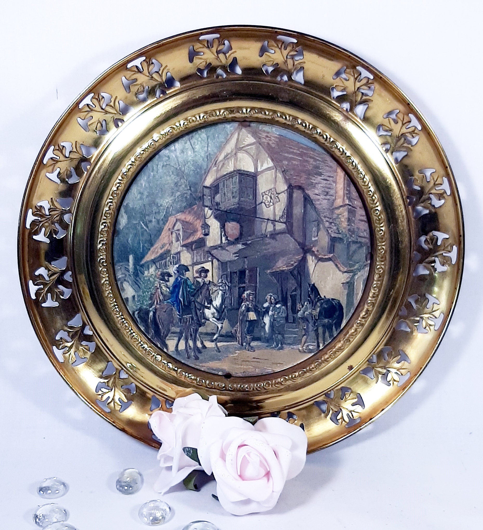 Brass and Foil Wall Plates. Set of Two Brass Decorative Wall Etsy