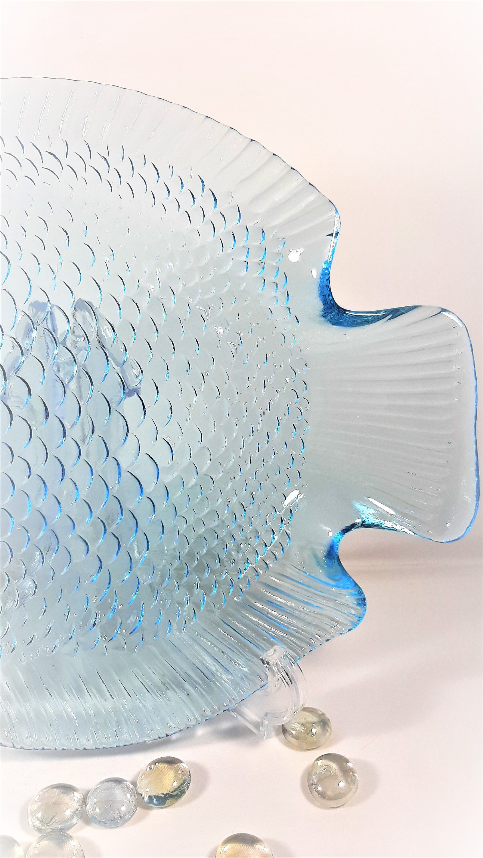Vintage Ice Blue Fish Plates. Blue Glass Plates. Vintage Etsy