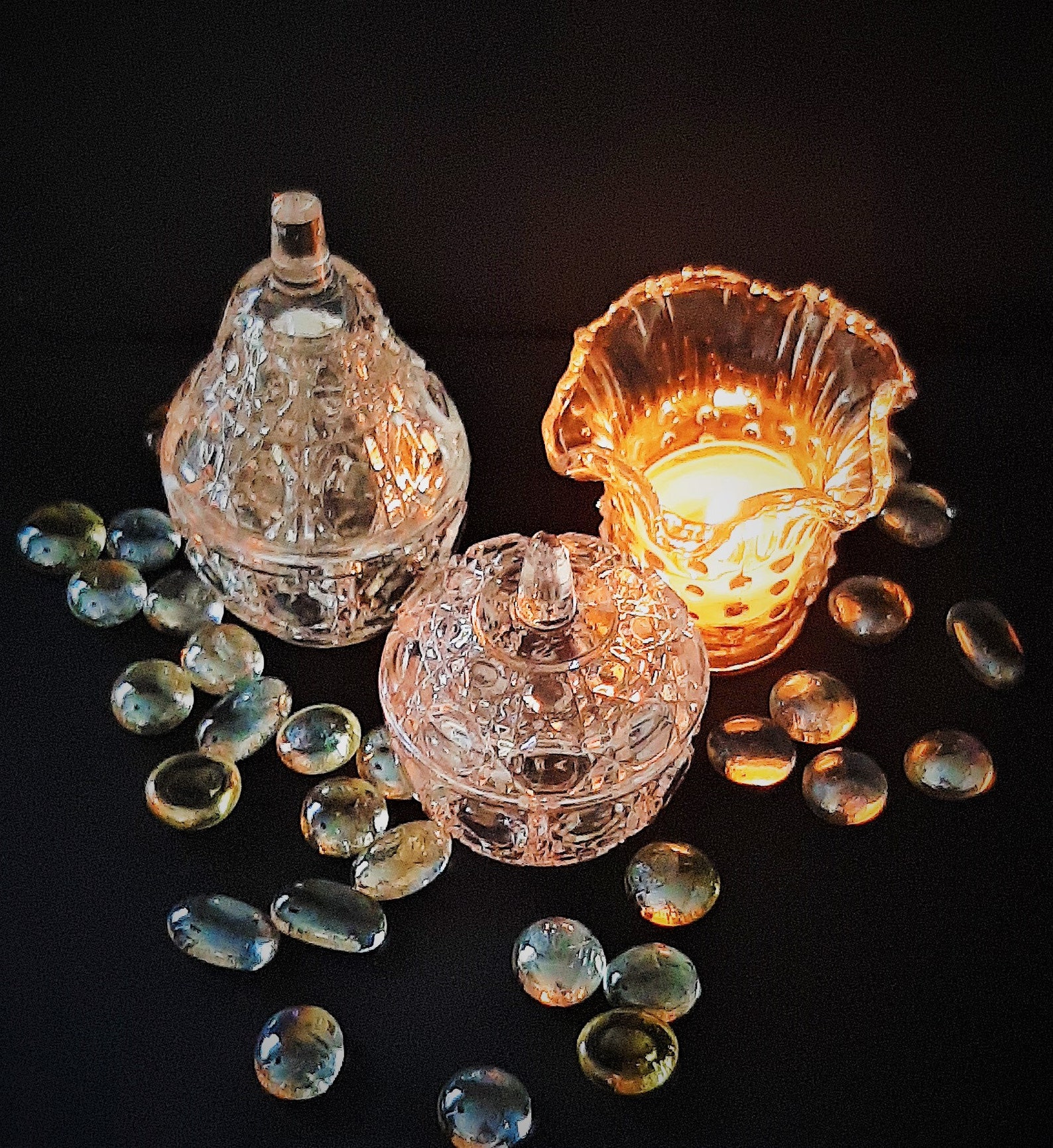 Vintageset of 2 Glass Trinket Boxes.collectible Glass Jewelry Etsy