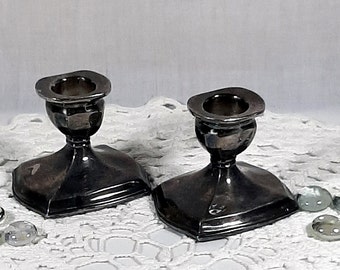 Heavy Vintage Silver Plated Candle Stick Holders. Collectible vintage silver plated lead candle holders. Vintage home decor. Christmas decor