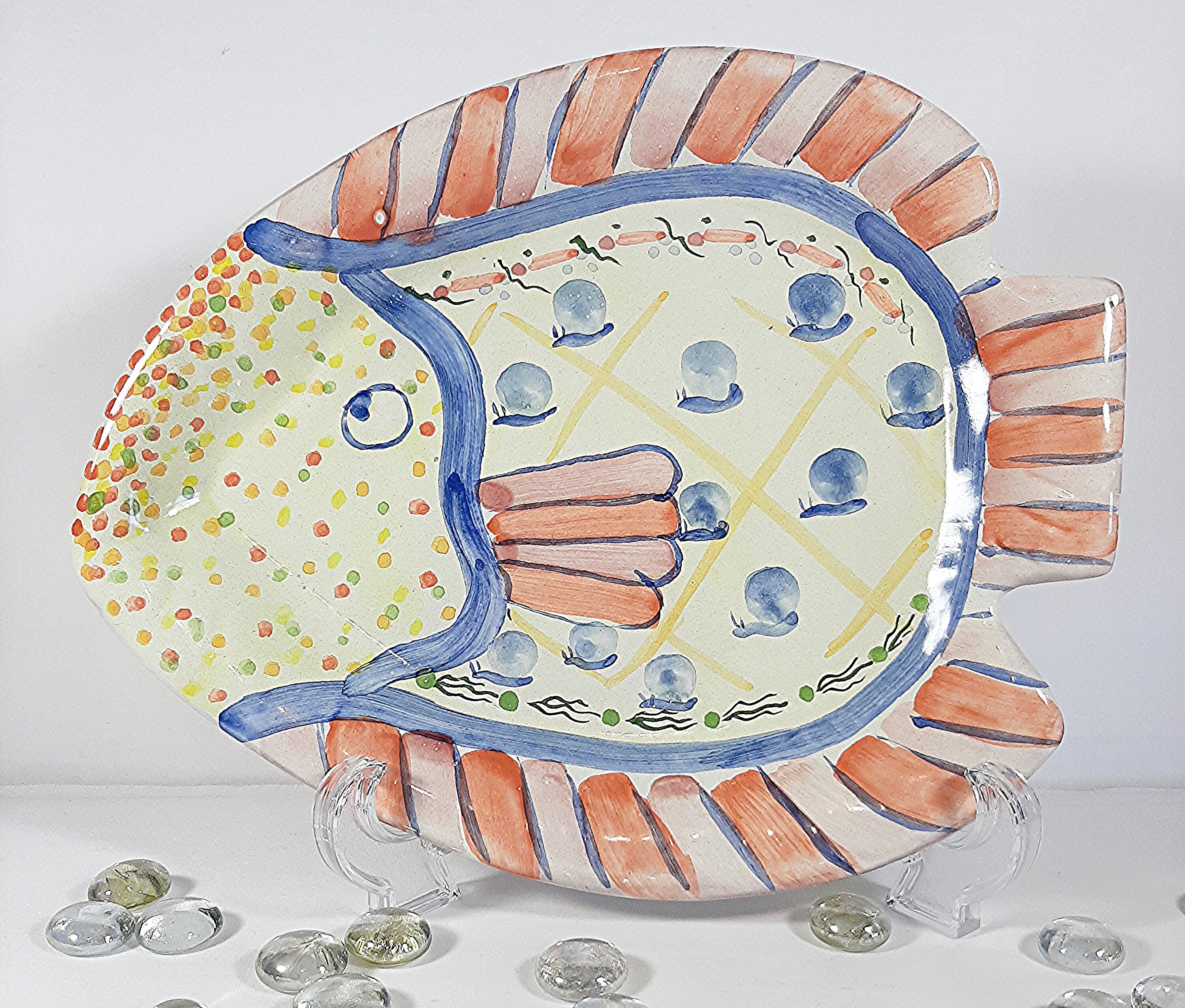 Hand Painted Vintage Ceramic Fish Plate. Vintage Serving Etsy