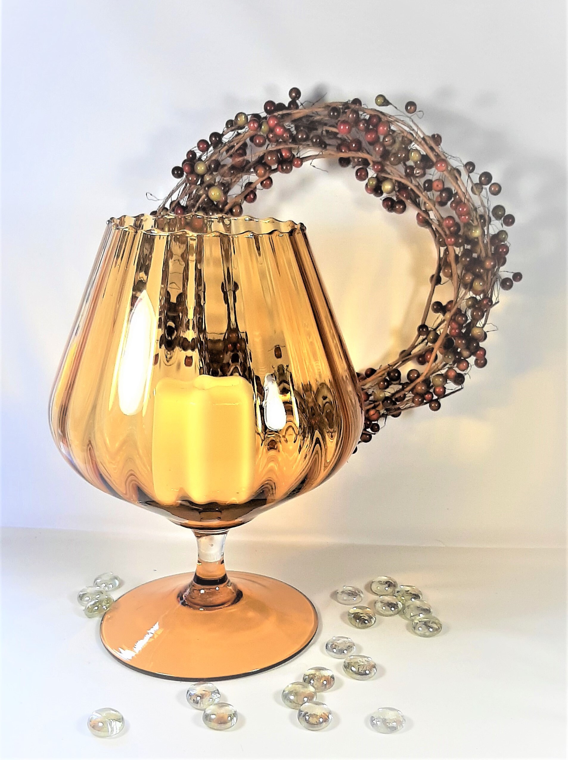 Amber Glass Vintage Amber Brandy Snifter.large Votive Etsy