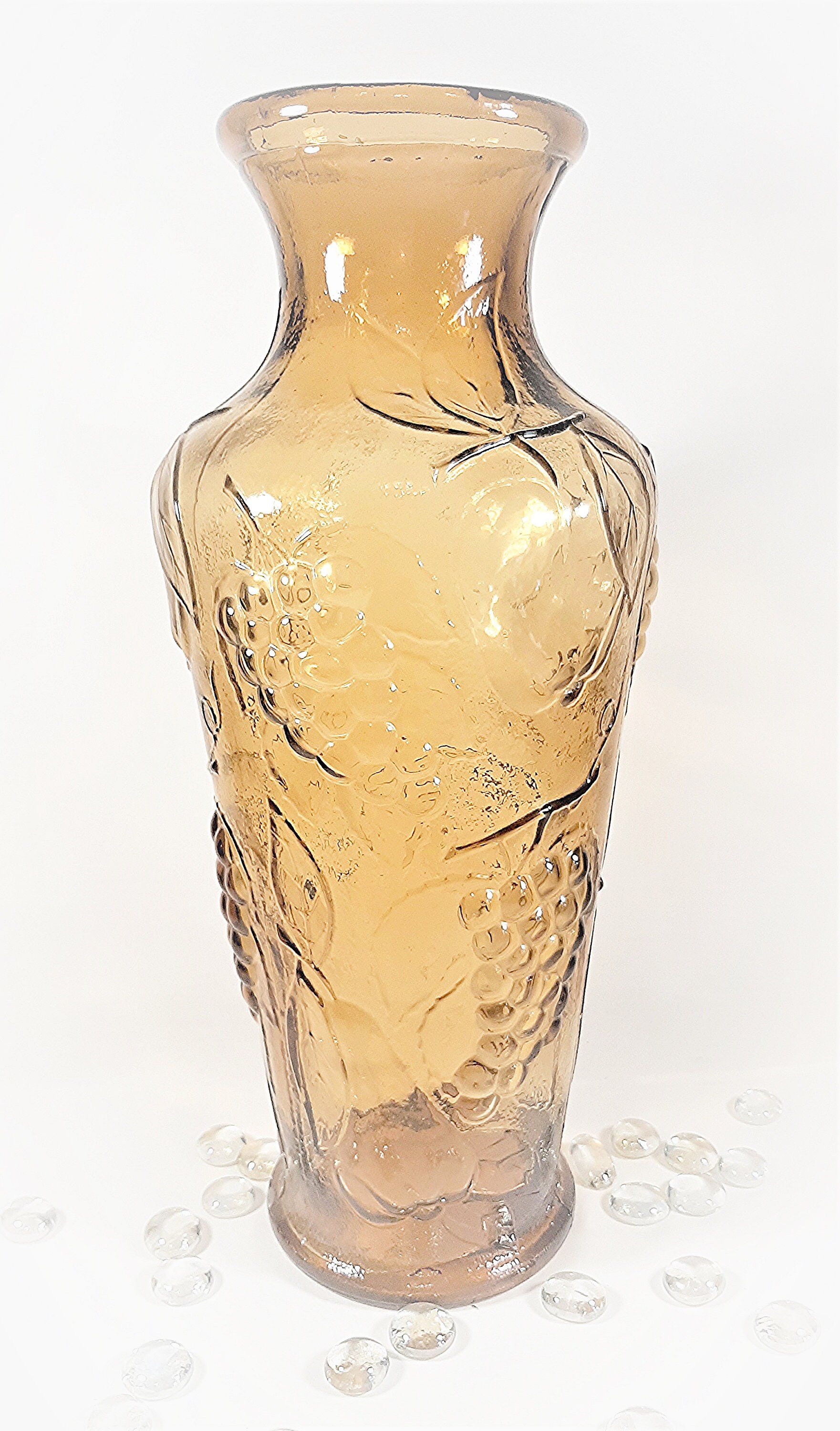 Made in Italy Vintage Amber Glass Vase. 12.75 Tall Etsy