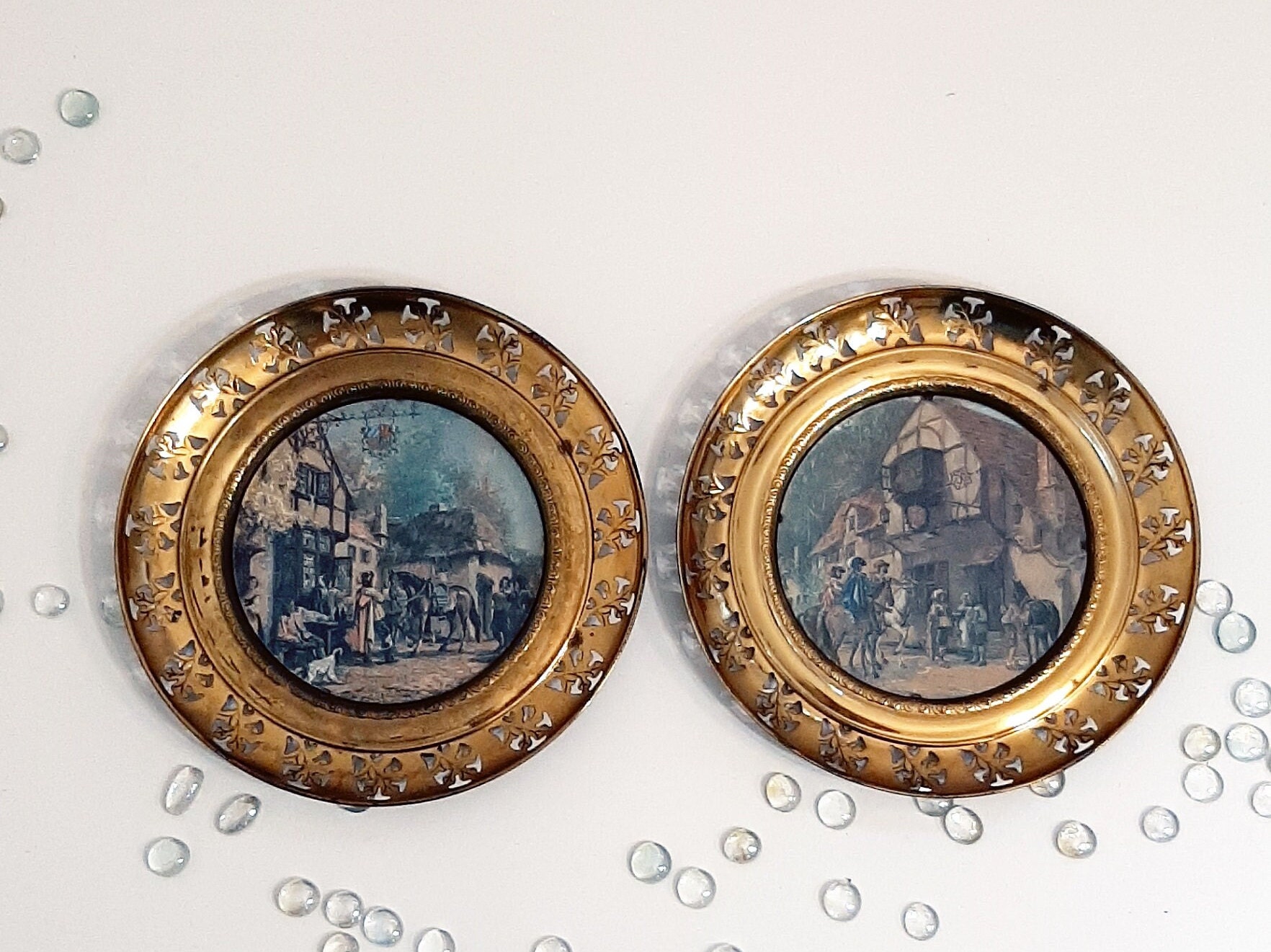 Brass and Foil Wall Plates. Set of Two Brass Decorative Wall Etsy